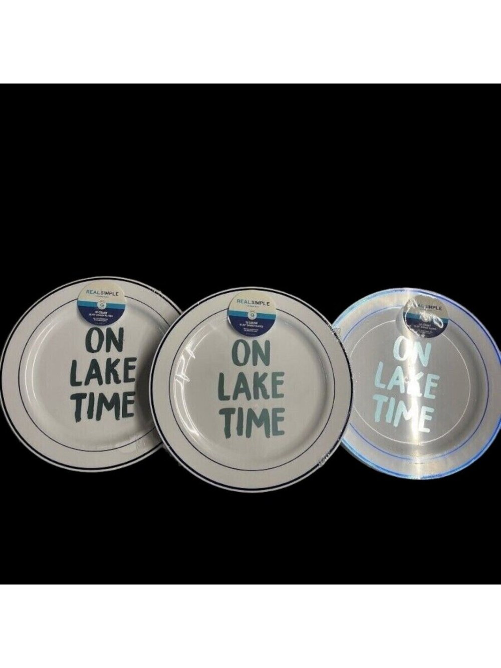 Real Simple "On Lake Time" Dinner Plates Plastic Indoor & Outdoor New Lot 36